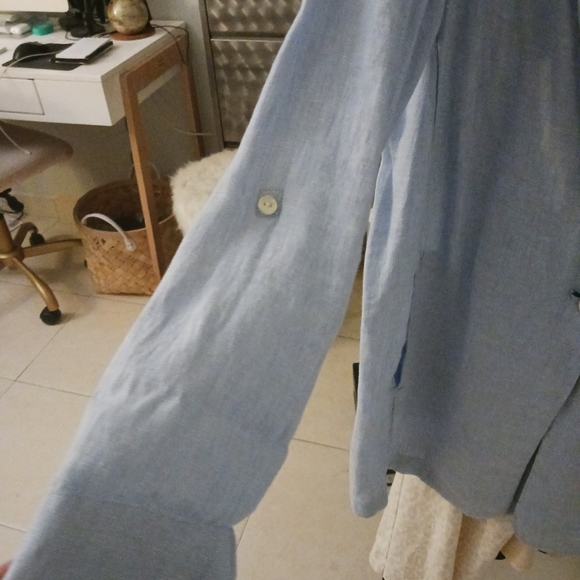 Special price! 100% Indian Linen  Baby Blue Blazer. - Picture 6 of 12